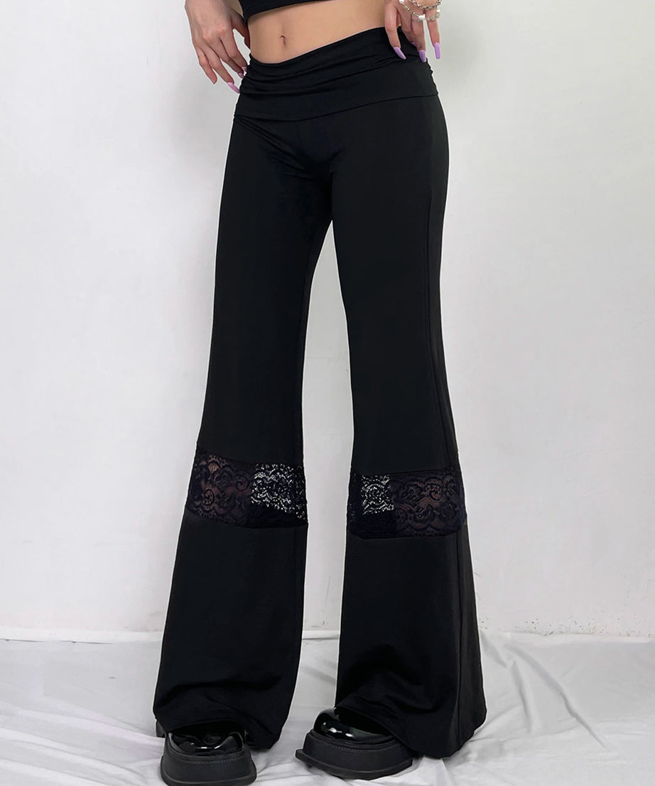 Lace Panel Flare Pants