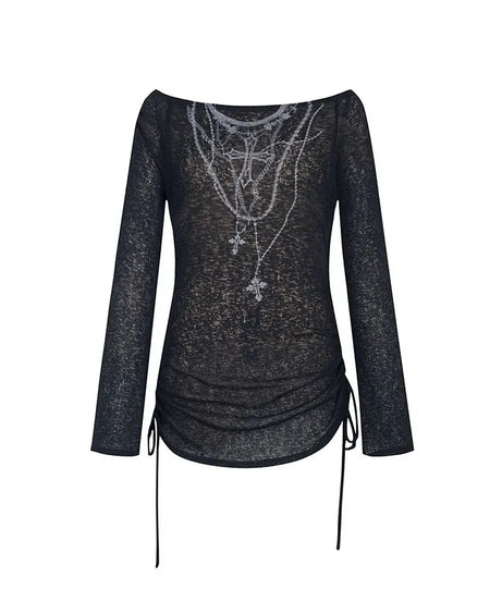 Dark Crucifix Long Sleeve Top