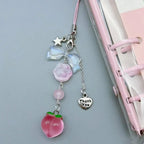 Fairy Kei White Lace Heart & Flower Bead Phone Strap Charm Shoptery