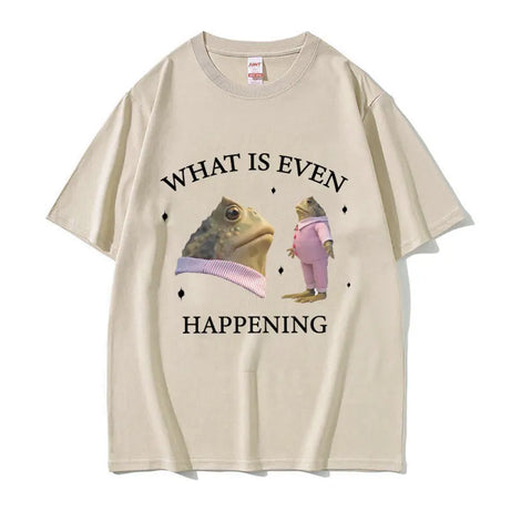 Surreal Frog Meme Aesthetic T-Shirt Khaki Shoptery