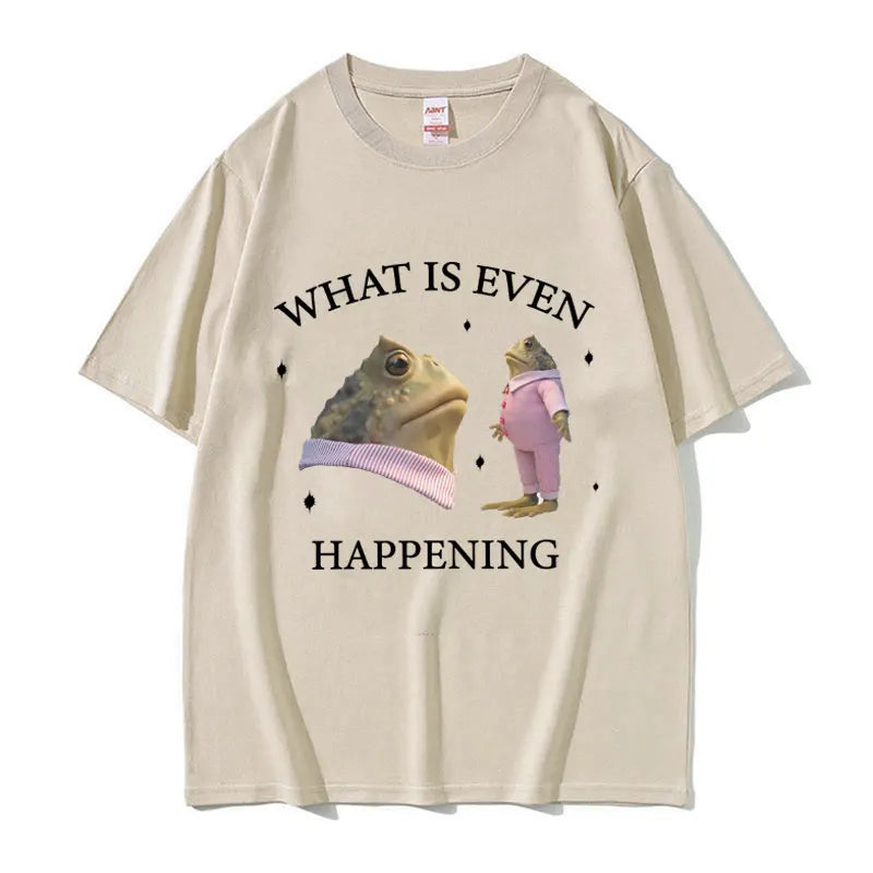 Surreal Frog Meme Aesthetic T-Shirt Khaki Shoptery