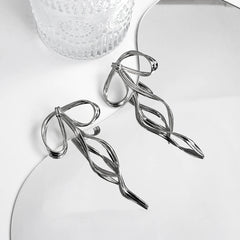 Abstract Flow Ribbon Aesthetic Earrings Shoptery