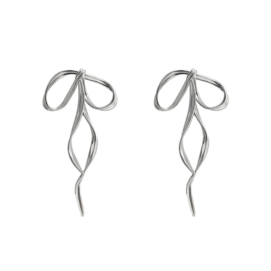 Abstract Flow Ribbon Aesthetic Earrings Simple Bowknot Shoptery