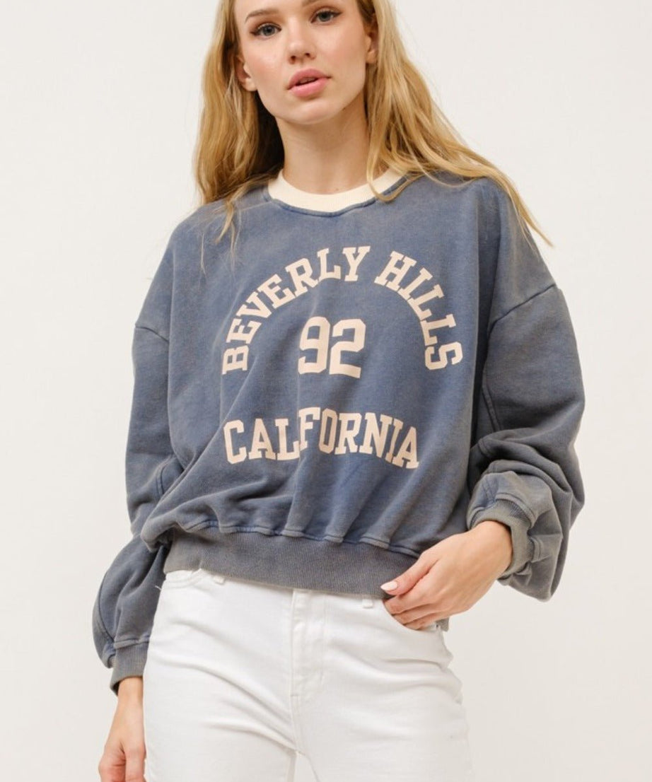 And The Why BEVERLY HILLS 92 CALIFORNIA Contrast Crop Sweatshirt - test