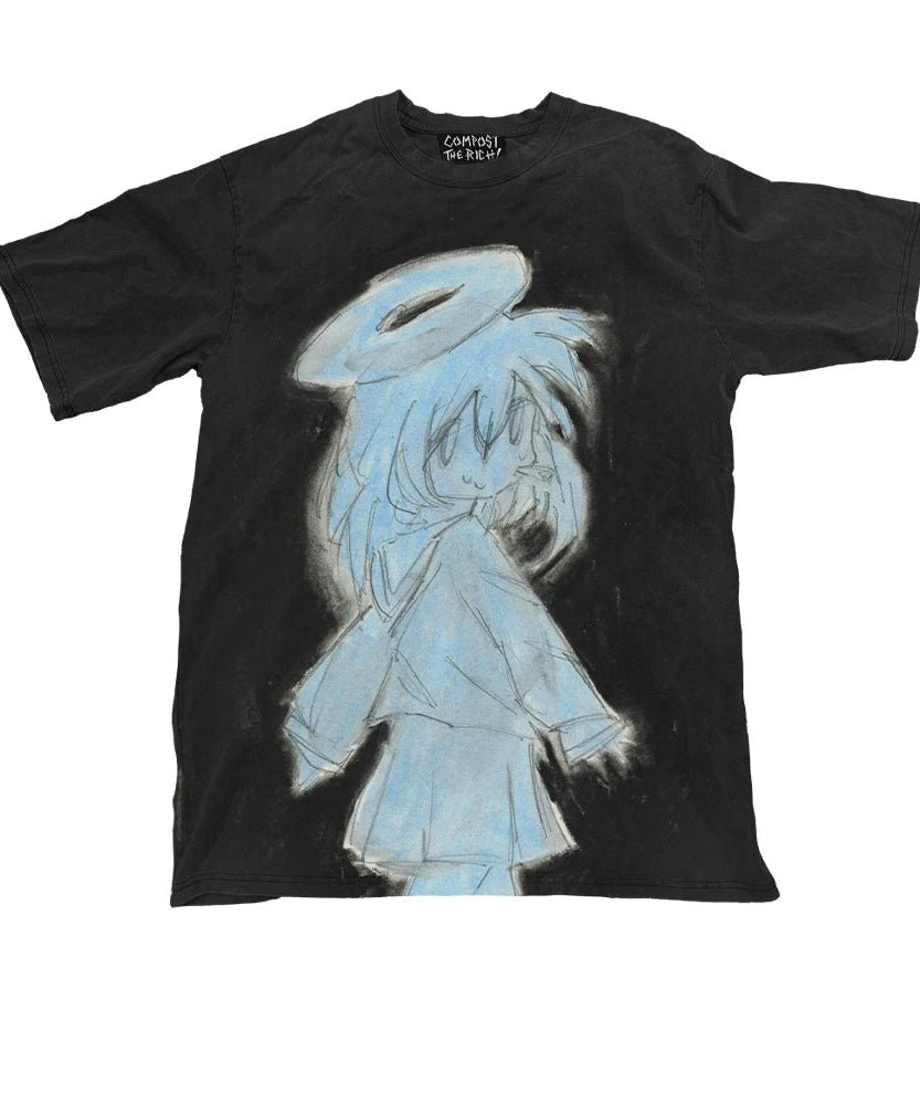 Angelic Sketch Oversized T-Shirt - T-Shirts