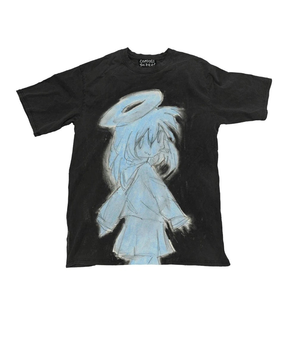 Angelic Sketch Oversized T-Shirt - T-Shirts