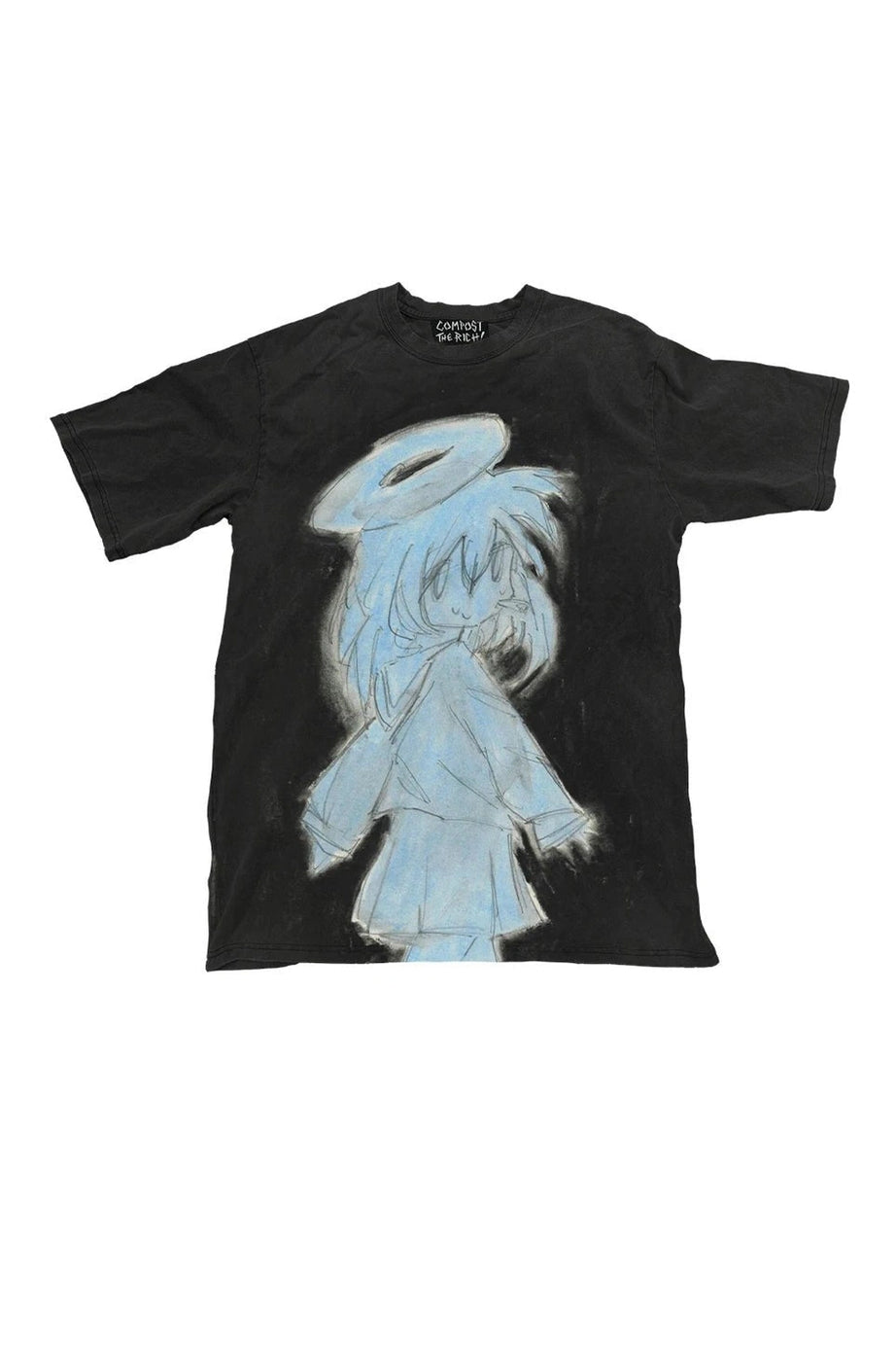 Angelic Sketch Oversized T-Shirt - T-Shirts