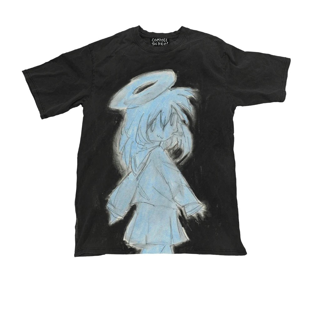 Angelic Sketch Oversized T-Shirt - T-Shirts