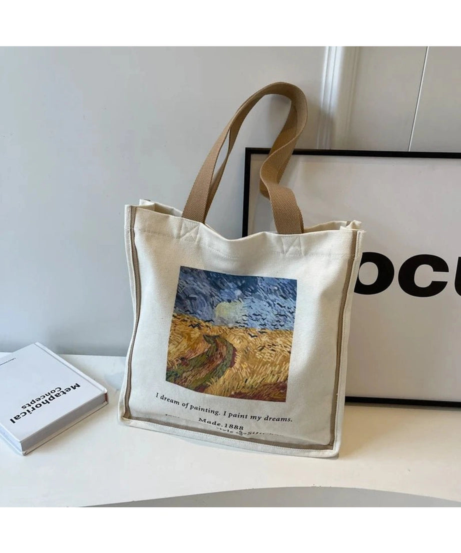 Artwork Canvas Shopper Bag - Handbags