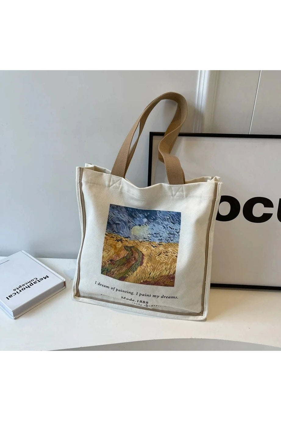 Artwork Canvas Shopper Bag - Handbags