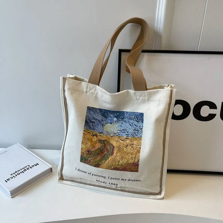 Artwork Canvas Shopper Bag - Handbags