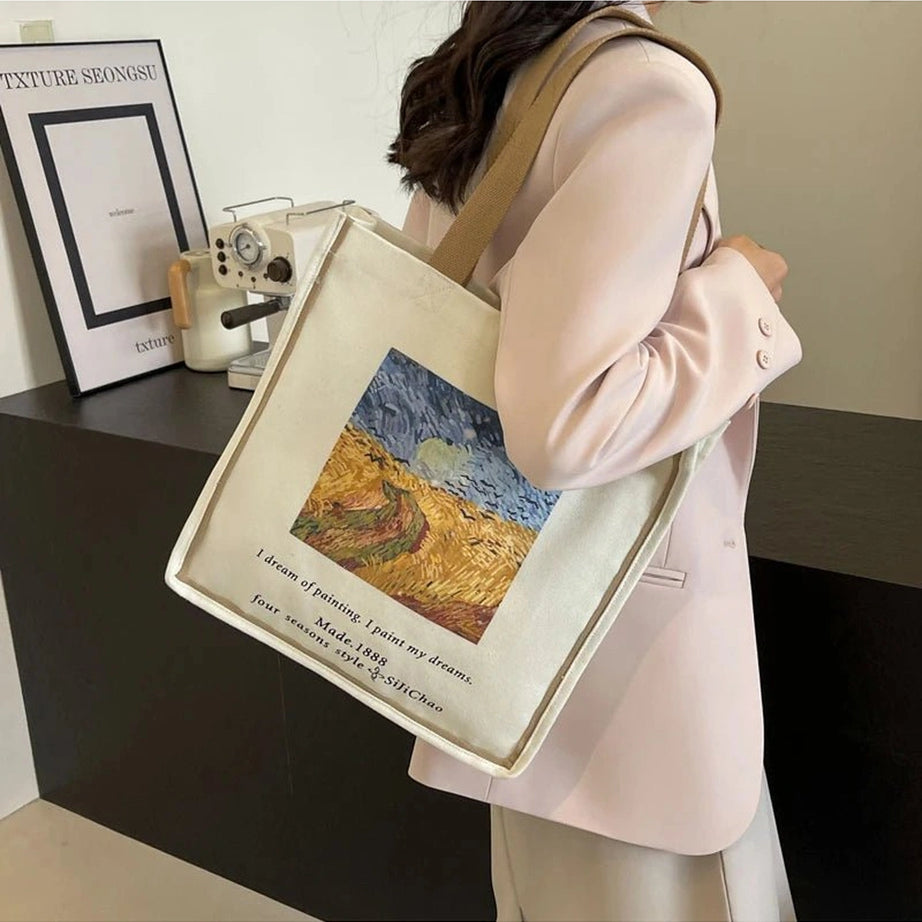 Aesthetic Artwork Canvas Shopper Bag Shoptery