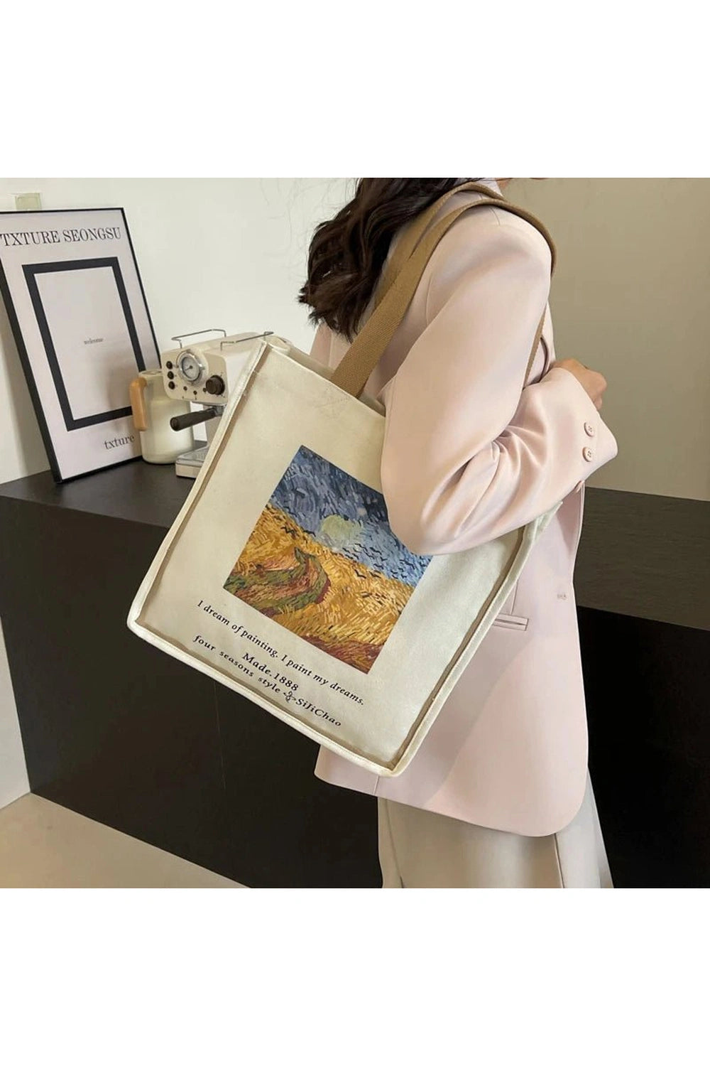 Aesthetic Artwork Canvas Shopper Bag Shoptery