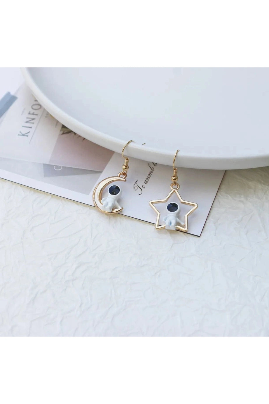 Asymmetric Moon Star Earrings -