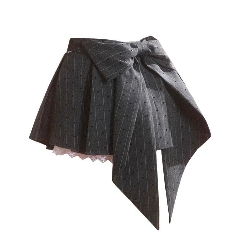 Asymmetrical Bow Tie Mini Skirt - Skirts