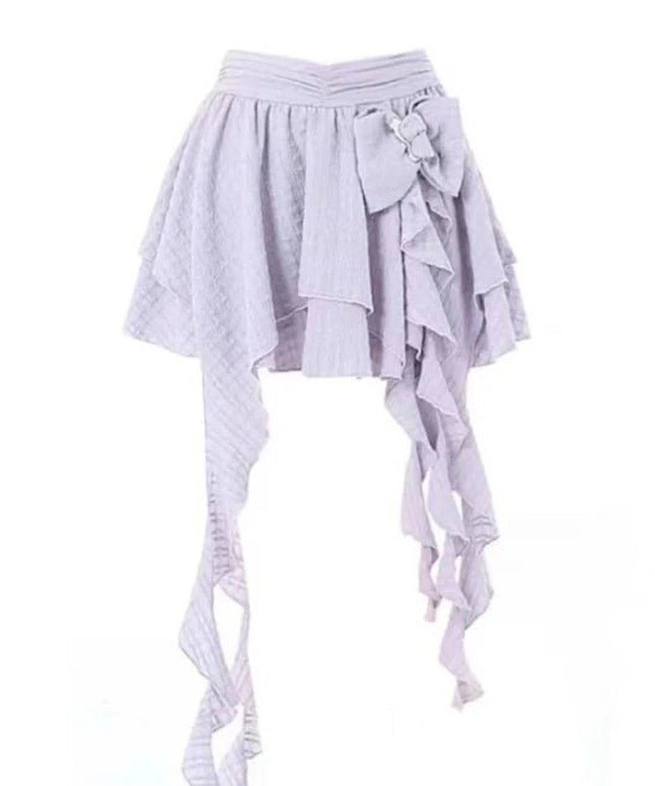 Asymmetrical Bowknot Fairy Skirt - Skirts