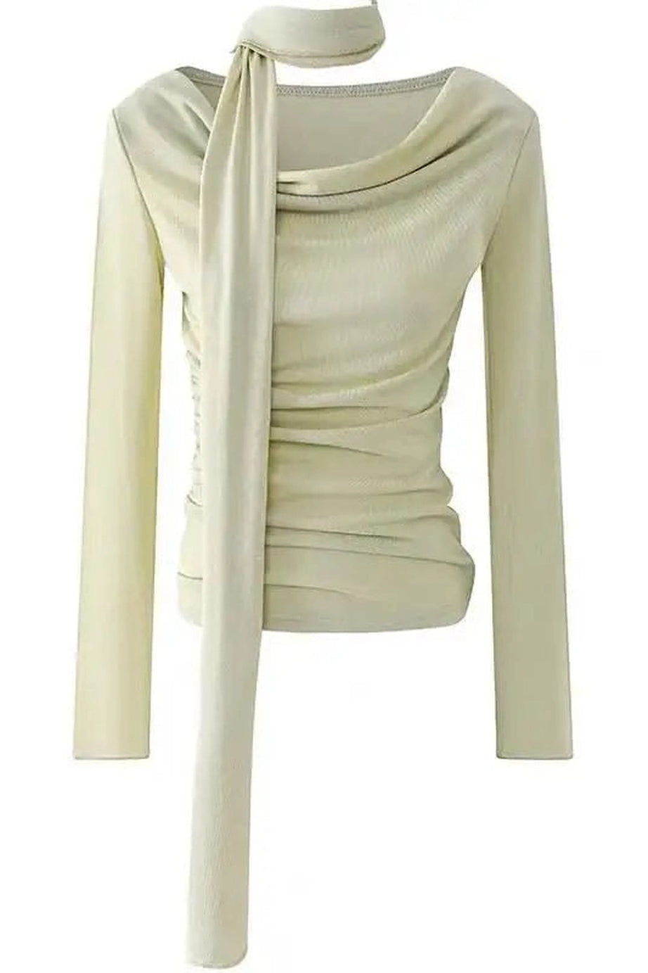 Asymmetrical Drape Neck Top - Shirts & Tops