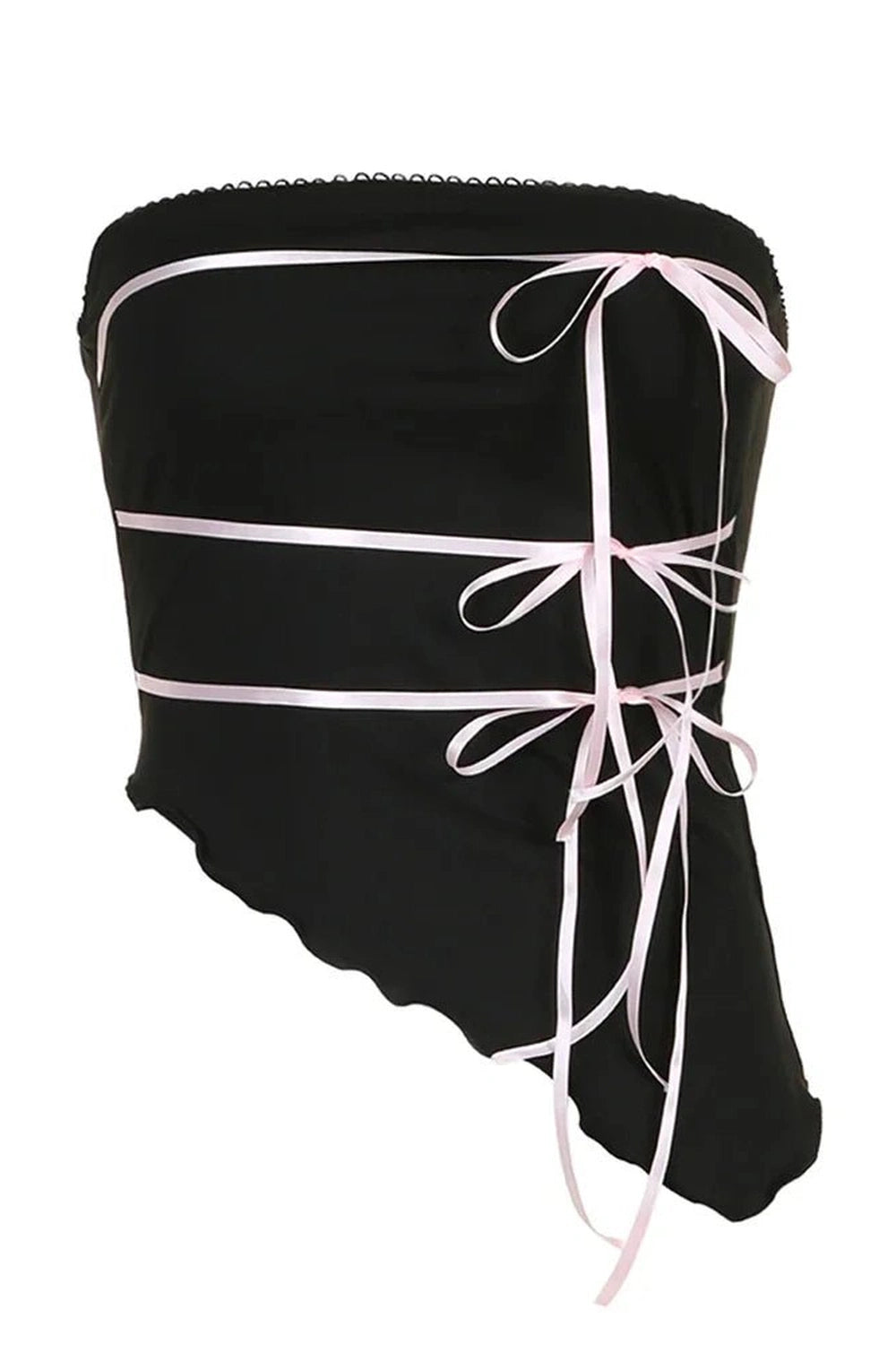 Asymmetrical Strapless Crop Top Shoptery