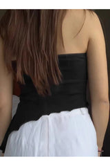 Asymmetrical Strapless Crop Top Shoptery