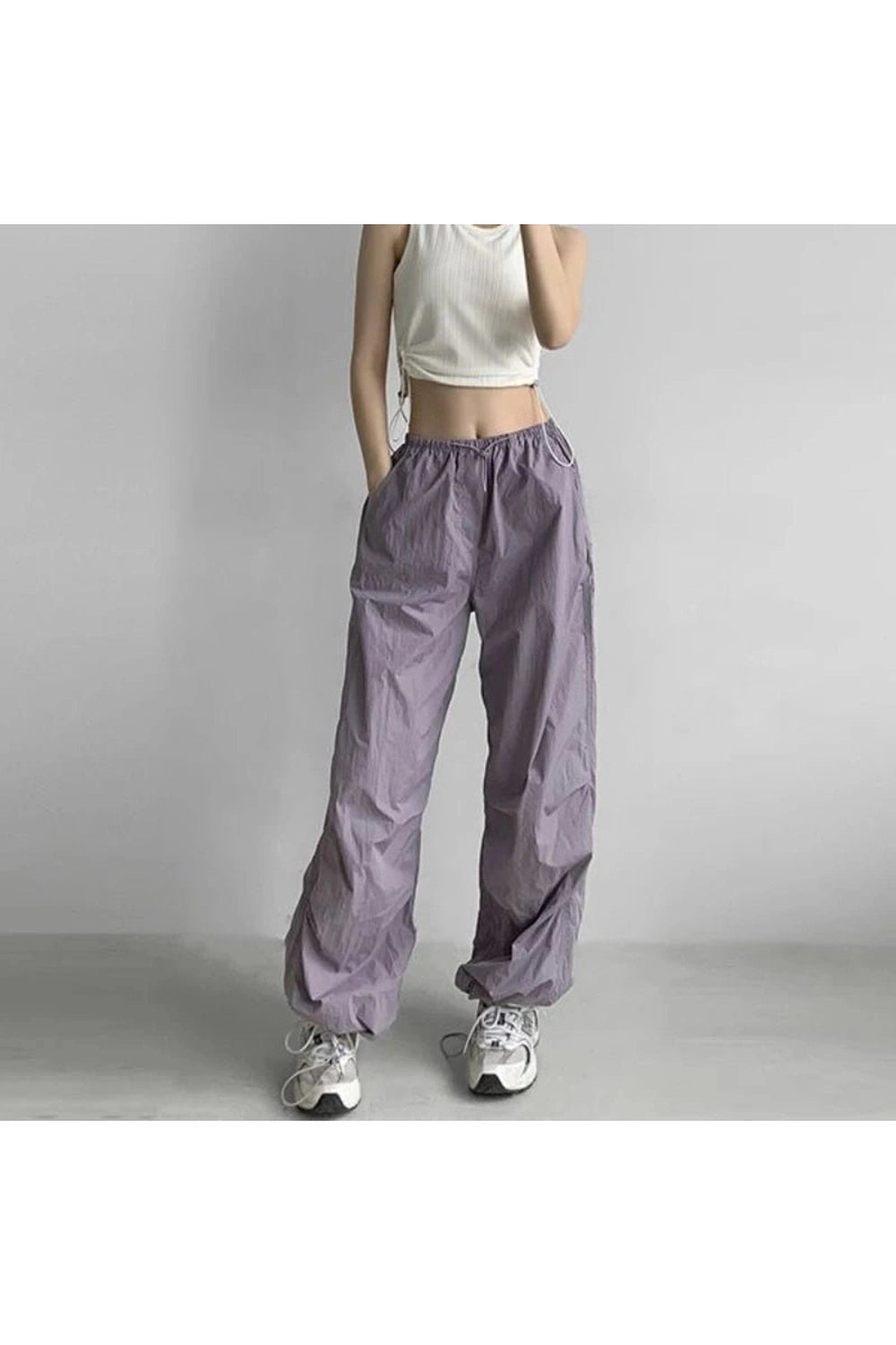 Edgy Baggy Lilac Parachute Pants Shoptery