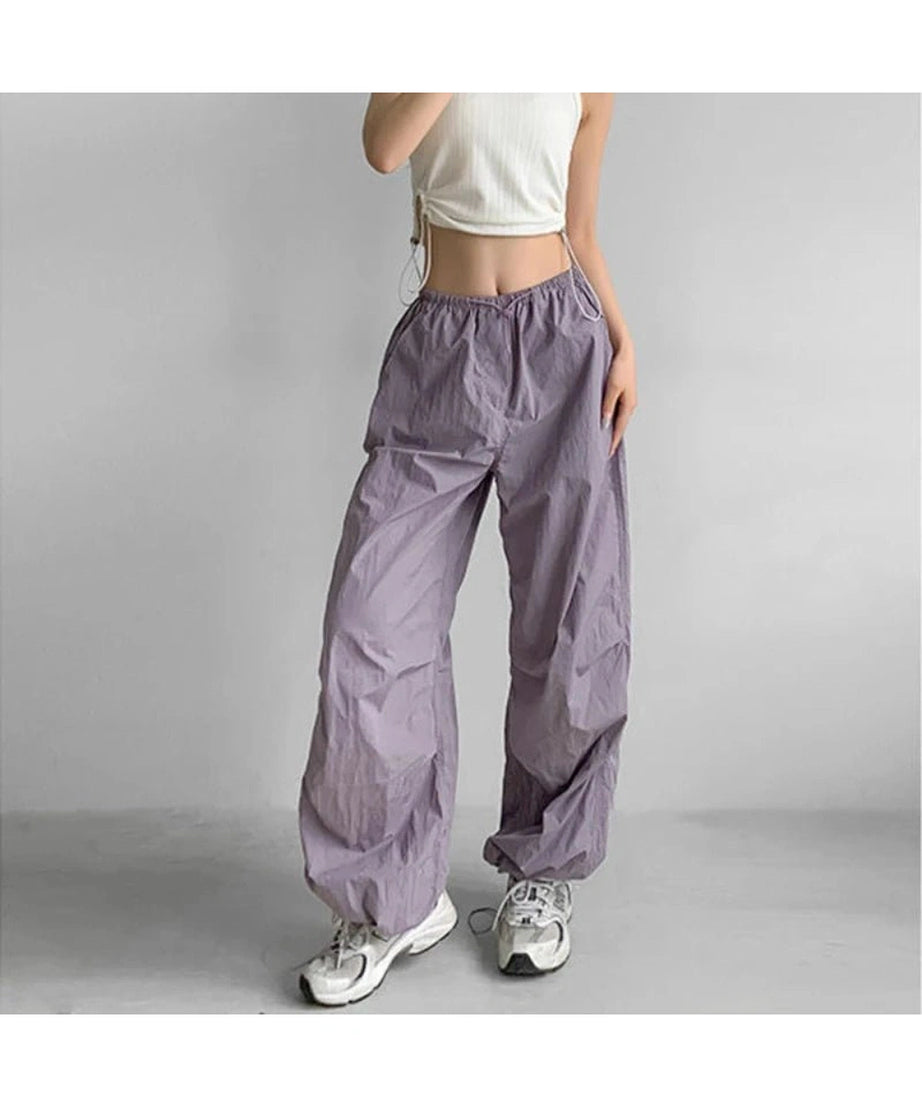 Baggy Lilac Parachute Pants - Pants