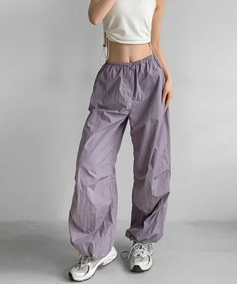 Baggy Lilac Parachute Pants - Pants