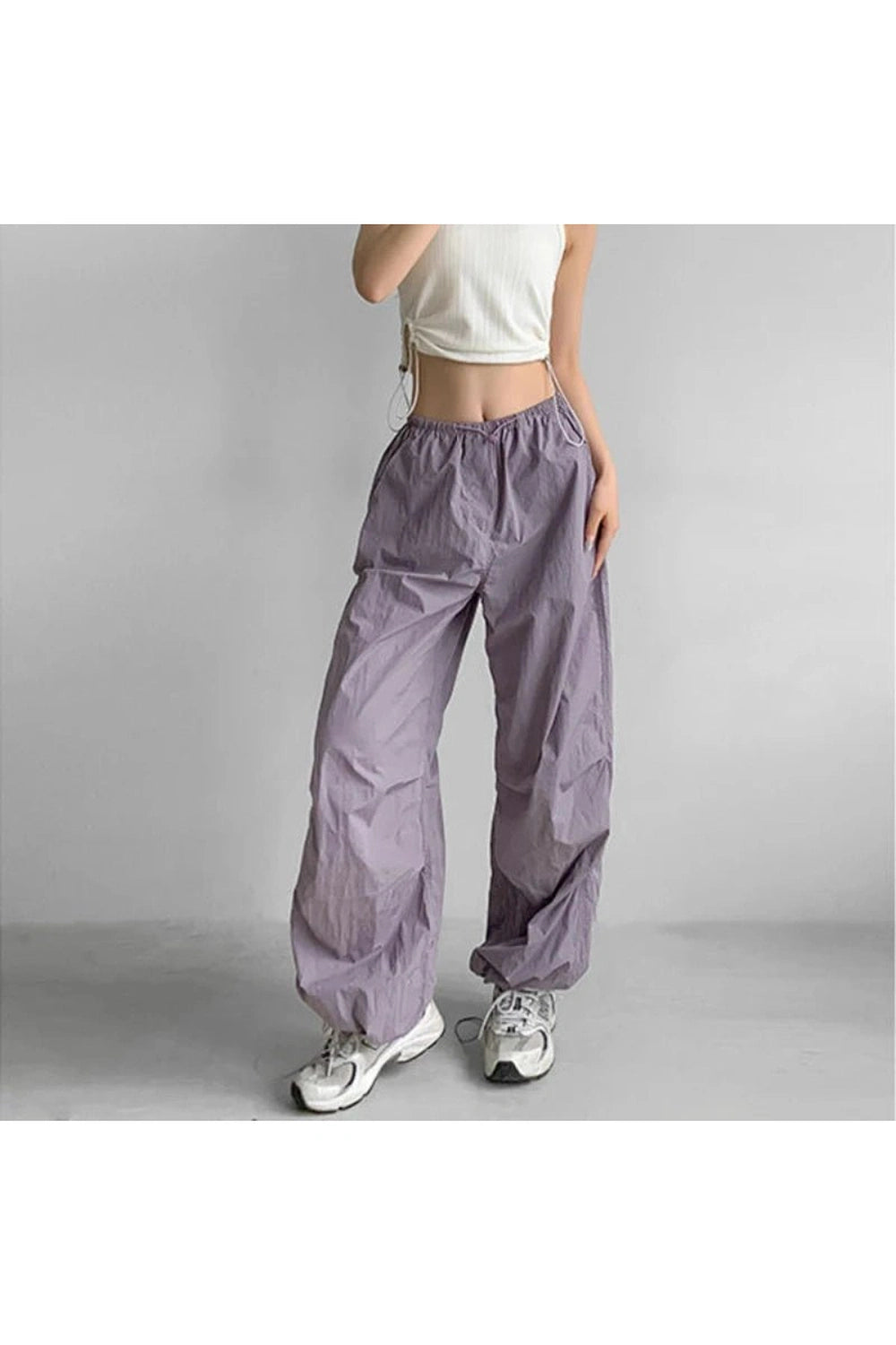 Baggy Lilac Parachute Pants - Pants