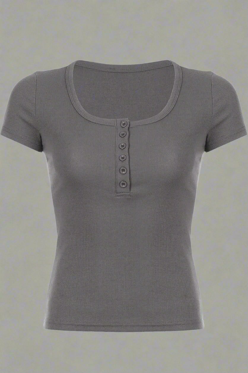Basic Knit Crop Top GRAY Shoptery