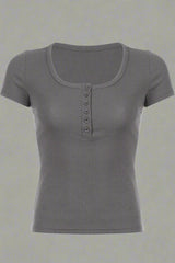 Basic Knit Crop Top GRAY Shoptery