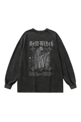Bell Witch Alt Goth Long Sleeve Sweatshirt Retro Black Shoptery