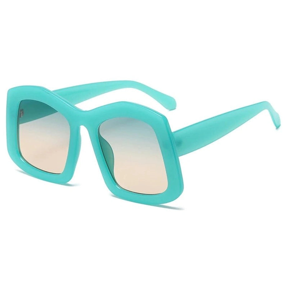 Retro Big Square Gradient Sunglasses Green Picture color Shoptery