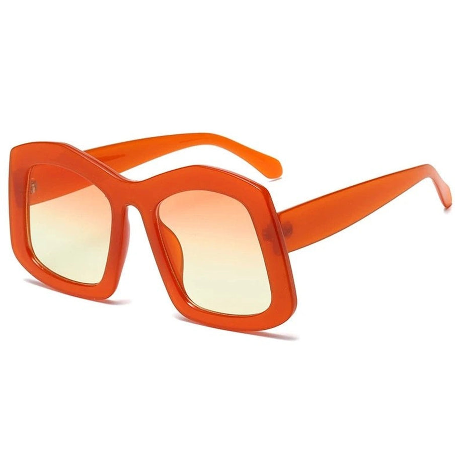 Retro Big Square Gradient Sunglasses Orange Picture color Shoptery