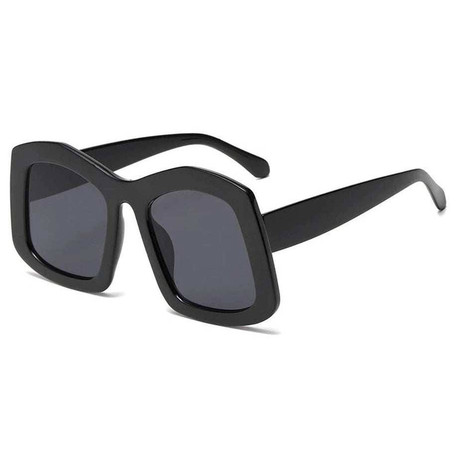 Retro Big Square Gradient Sunglasses Black Black Picture color Shoptery