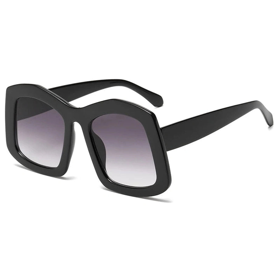 Retro Big Square Gradient Sunglasses Black Gray Picture color Shoptery