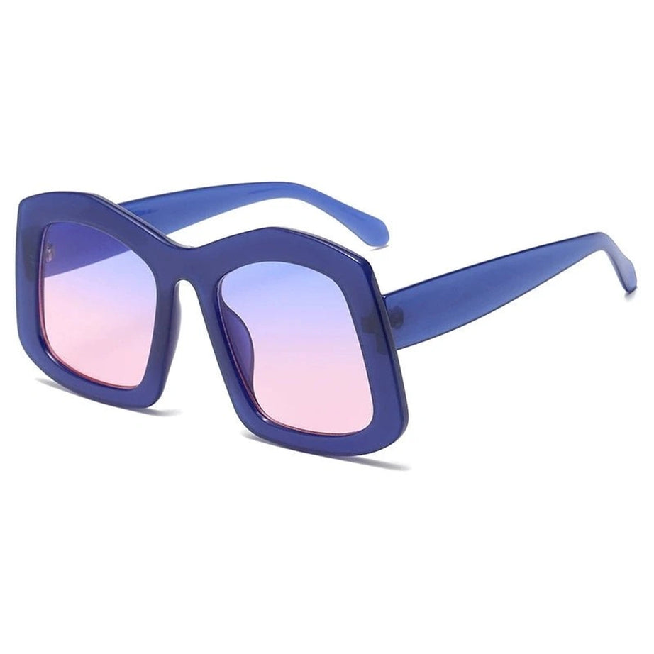 Retro Big Square Gradient Sunglasses Blue Pink Picture color Shoptery