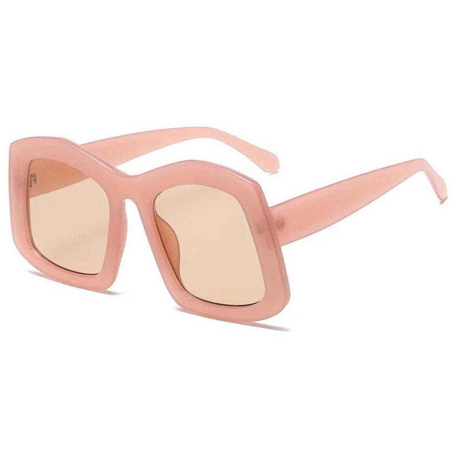 Retro Big Square Gradient Sunglasses Pink Tea Picture color Shoptery