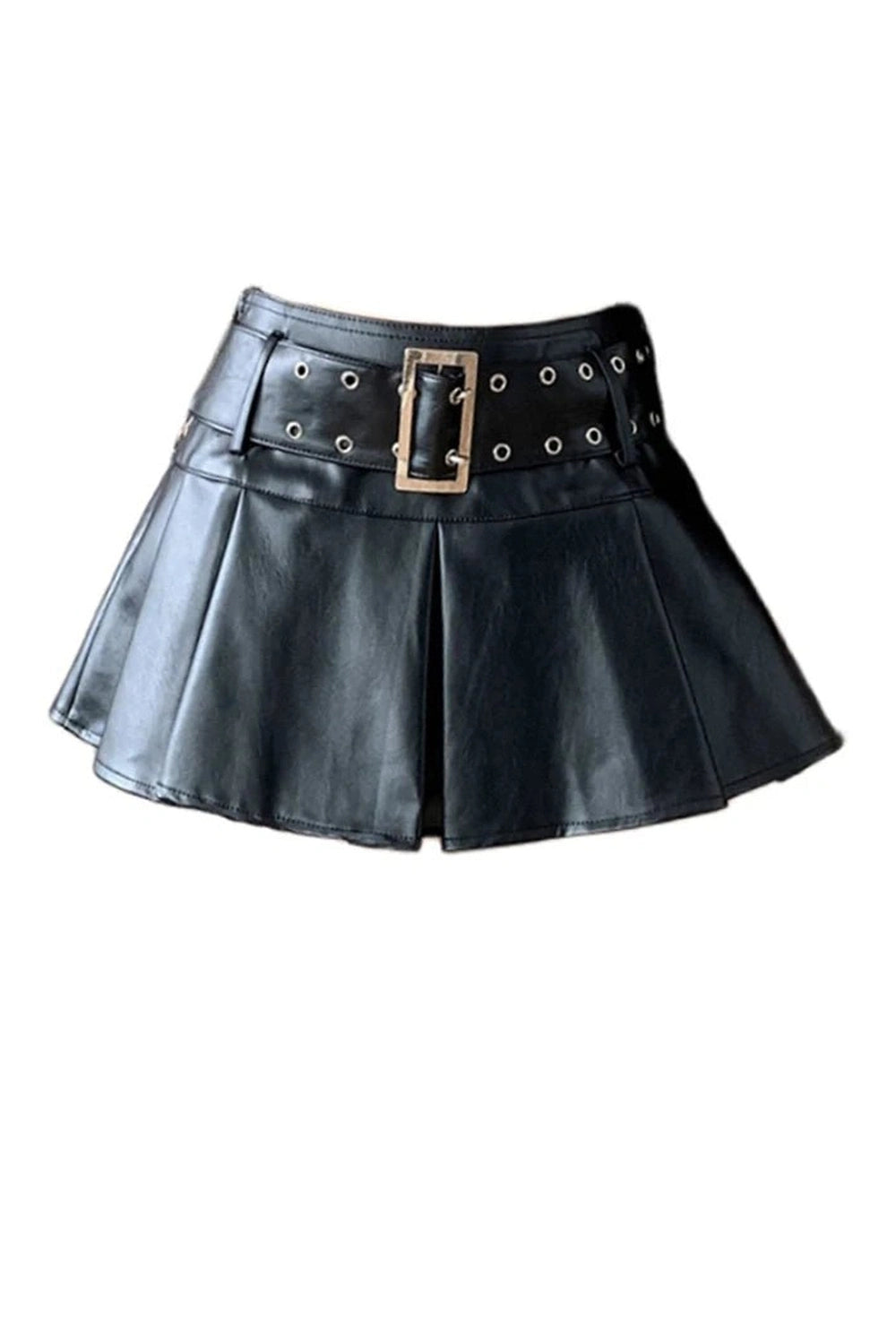 Black Belted Pleated Mini Skirt - Skirts