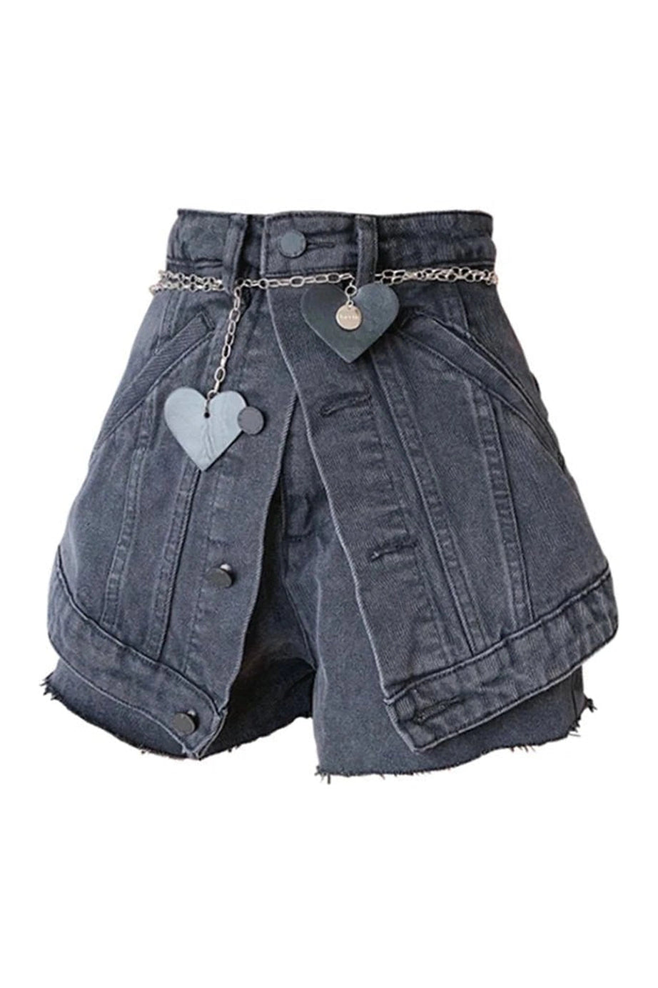 Black Chain Denim Shorts -