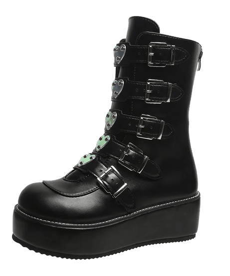 Black Gothic Platform Boots - Boots