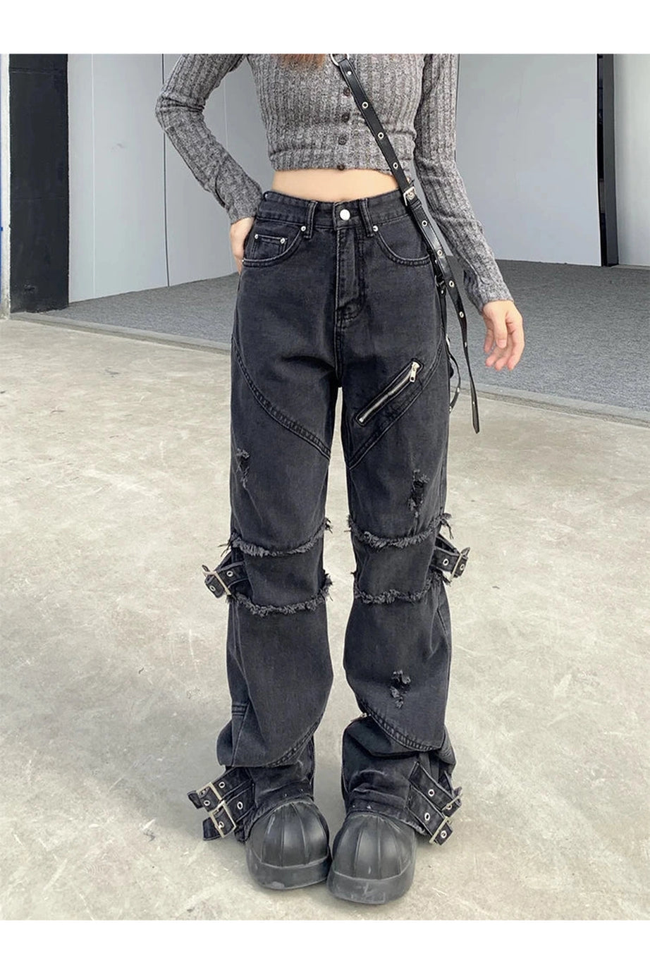 Black Gothic Y2K Denim Pants -