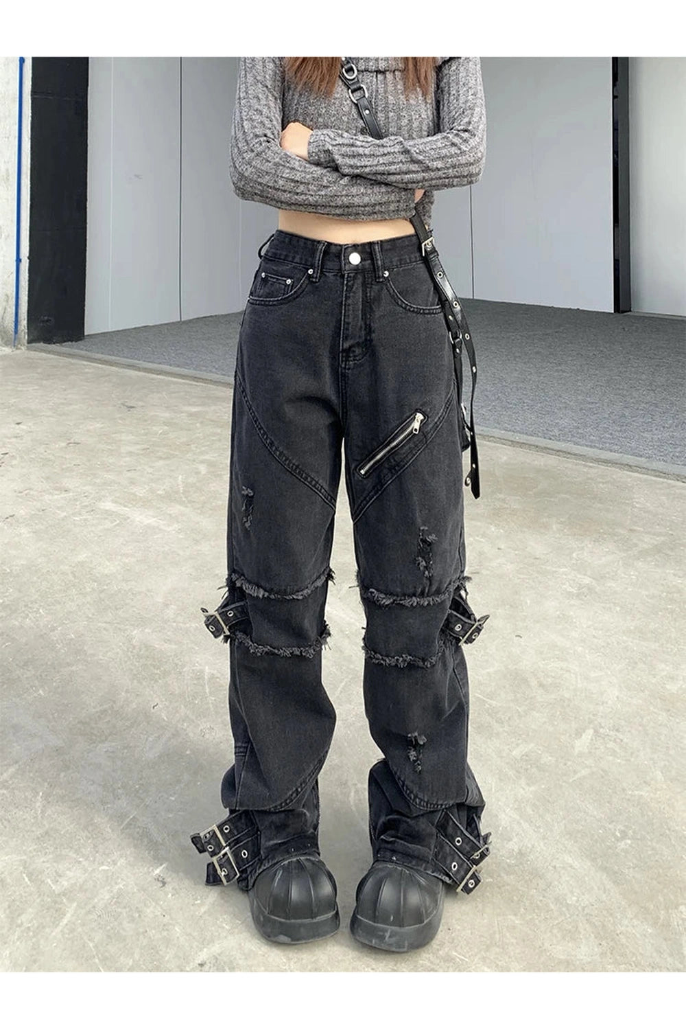 Black Gothic Y2K Denim Pants Shoptery