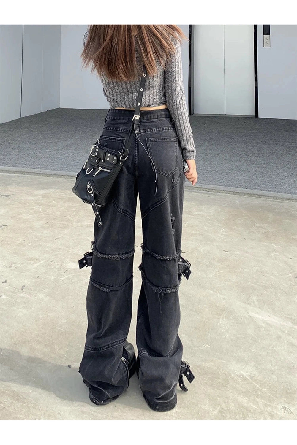 Black Gothic Y2K Denim Pants Shoptery