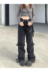 Black Gothic Y2K Denim Pants Shoptery