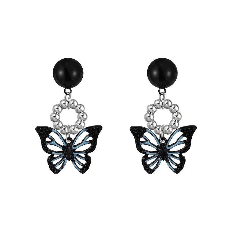 Black Hollow Butterfly Earrings -