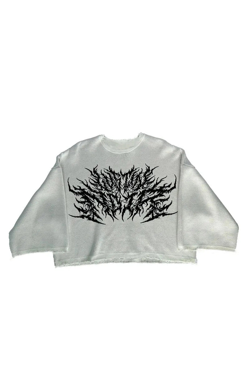Alt Black Metal Flame Graphic Sweater White Shoptery
