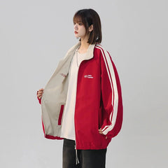 Black Striped Y2k Oversized Track Jacket red Shoptery
