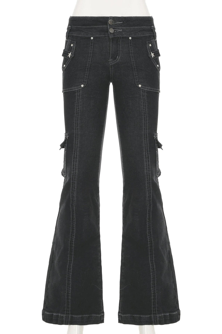 Black Utility Flare Pants - 