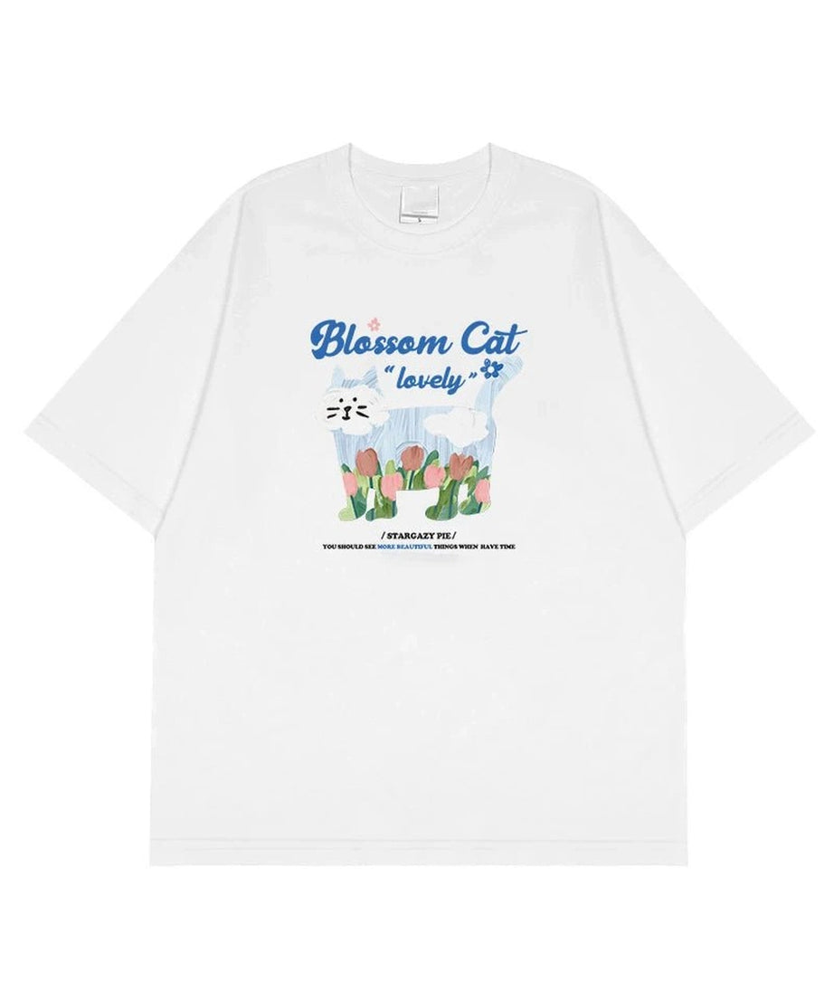 Blossom Cat Tulip T - Shirt - T - Shirts