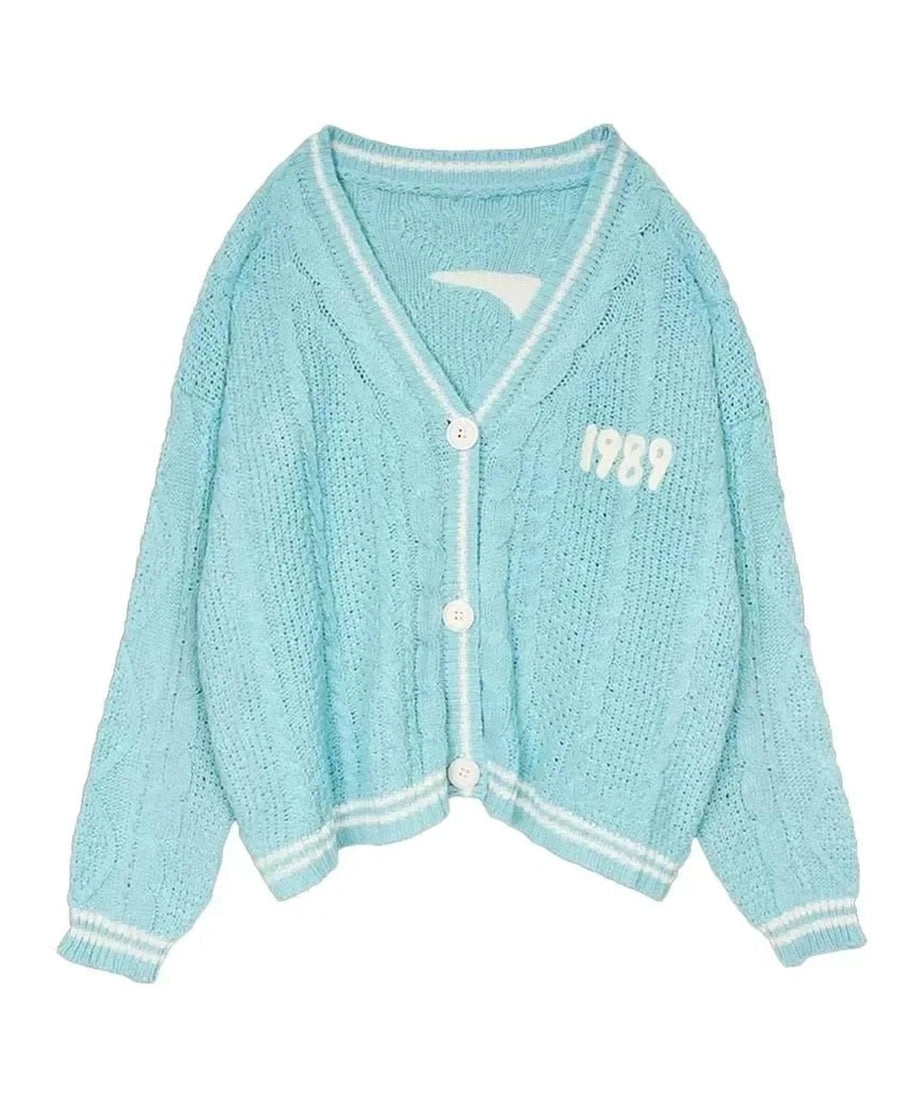 Blue Bird Embroidery Cardigan - Cardigans