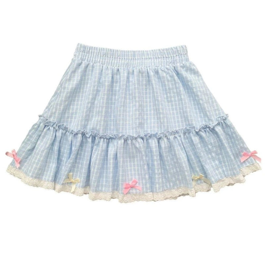 Blue Plaid Lolita Skirt Sky blue Shoptery